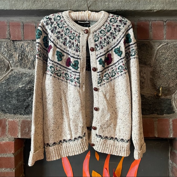 90s Y2K granny chic cottage core Northern Reflections fair isle cardigan Pansy - Picture 4 of 14